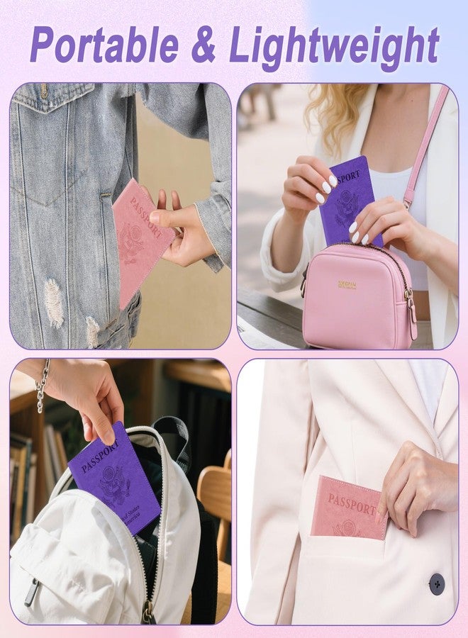 Linsuminn Passport Holder for Travel, 2 PCS Passport Holder, Travel Passport Holders Must Haves for Women Men, Pink and Purple Passport Cover Passport Wallet Case Holders for Travel Cruise Ship Essentials Gifts - Image 5